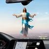 Yousheng 2D Acrylic Jesus Christ Ornament Car Rearview Mirror Hanging Decor Auto Interior Religious Gift for Christian Retro Faith Accessories