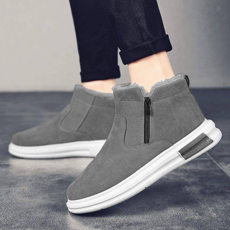Pánské bavlněné boty s vysokým svrškem 2025 zimní sametové zateplené bavlněné boty pánské korejská verze větruodolné a teplé martensky pánské sněhule