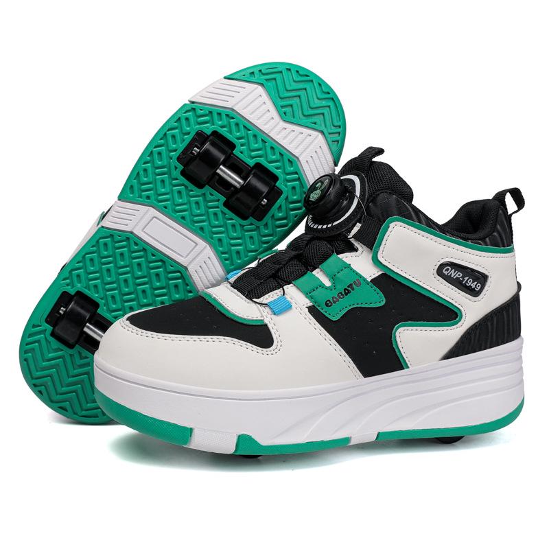 

Kids Double Wheel Retractable Roller Skates – Popular Ice Skate Style for Boys & Girls 36 зелений/білий