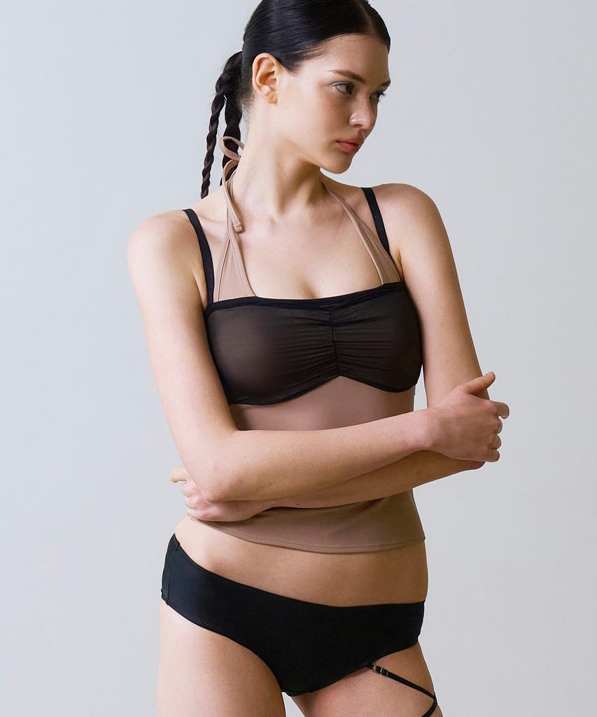 VINAJ Layered Shirring Mix Bikini Bra (Beige)