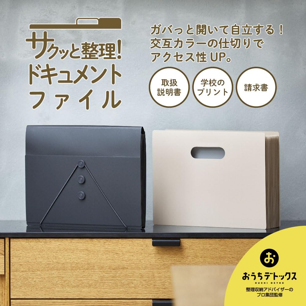 King Jim Document Quickly Organize Document File with File, Lid, A4, Beige, 2290-BE