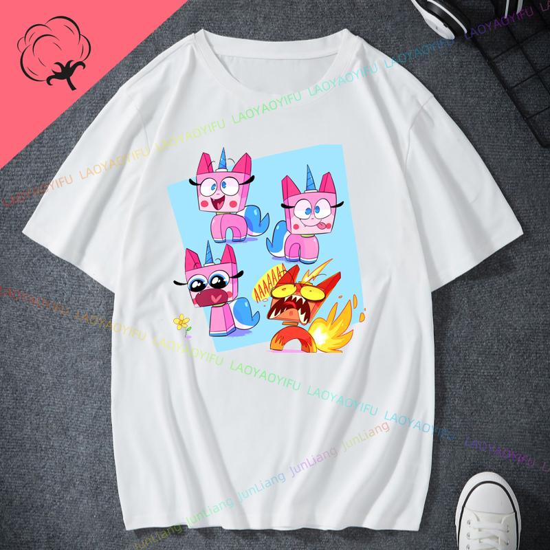 Unikitty Cat Print Funny Tee Shirt Cute 90s  Funny Tee Man Womens 100 Cotton Short Sleeves Couple Birthday Gift Party Shirt