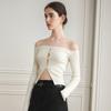 Waiwaiaiem Yy_Off Shoulder Hollow Knit Top