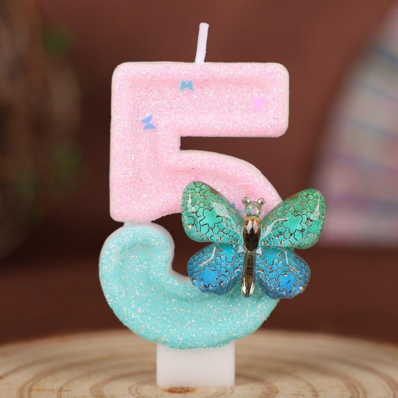 Butterfly Number Birthday Candle Cake Party Decoration Birthday Handmade Candle 0-9