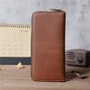 Crazy Horse Leather Men's and Women's Long Wallet, Two Fold Genuine Leather, Pure Top Layer Cowhide, Retro Wallet