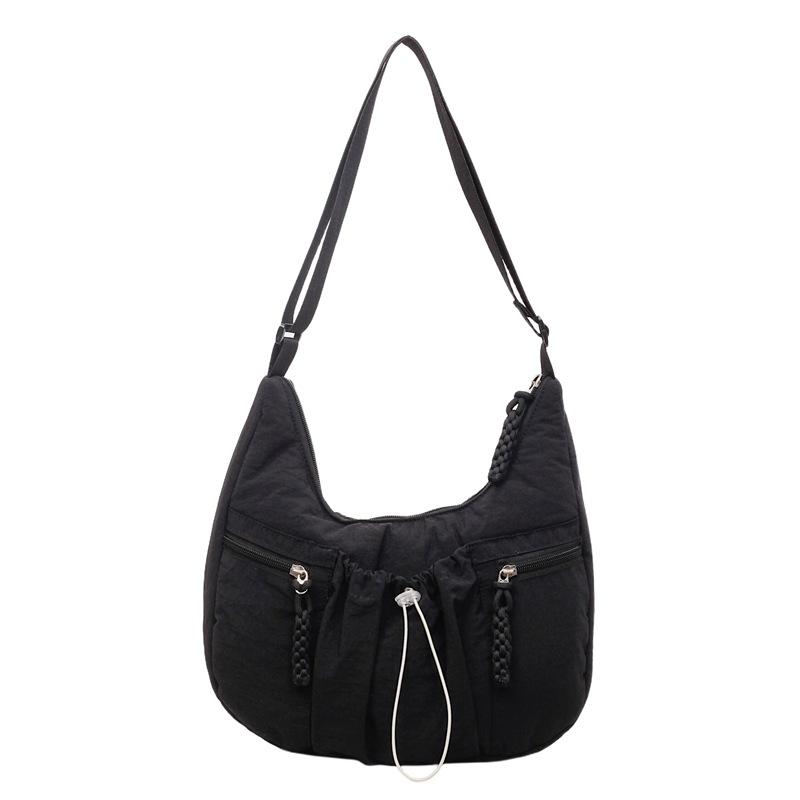 

Solid Color Women s Pleated Shoulder Bag Lightweight Commuter Crossbody Bag чёрный