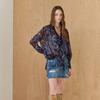 MAXZA Neon Pattern Sheer Tie Chiffon Blouse Ze10qb014nh