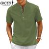 QICED Men's Fashion Casual Solid Color Print Tops & T-shirts