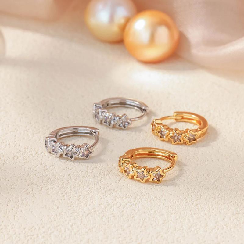 A Girl 1Pair Mini Zircon Star Hoop Earrings for Women Earrings Korean Fashion Ear Buckle Jewelry Accessories Gift