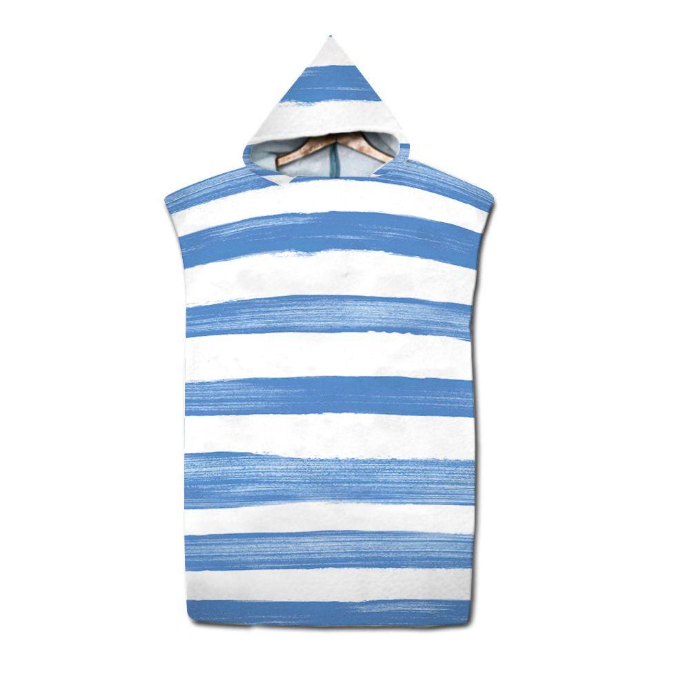 Striped Quick Drying Hooded Bathrobe For Swimming And Beach Vacation