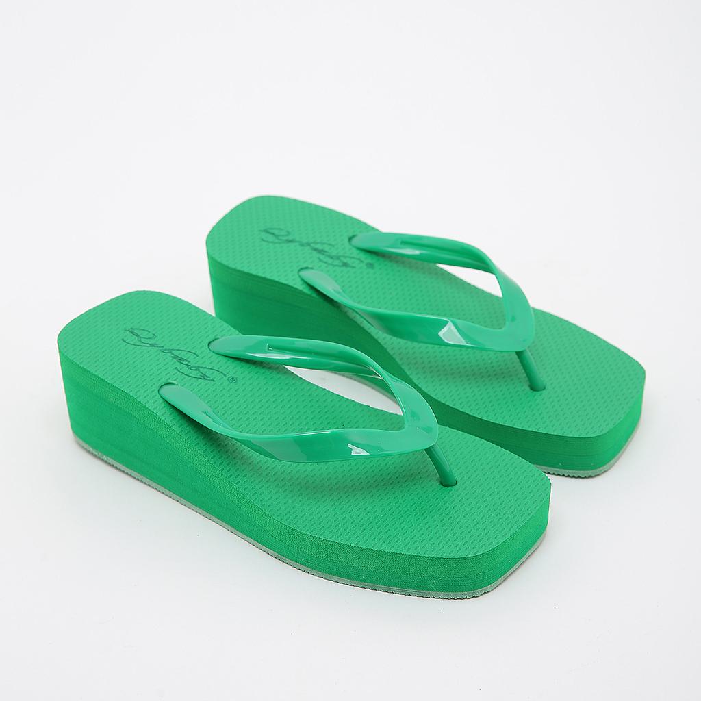 Thick Soled Flip Flops for Women 2026 Summer with Square Toe and Sloping Heels Slip Resistant Women's Shoes for External Wear