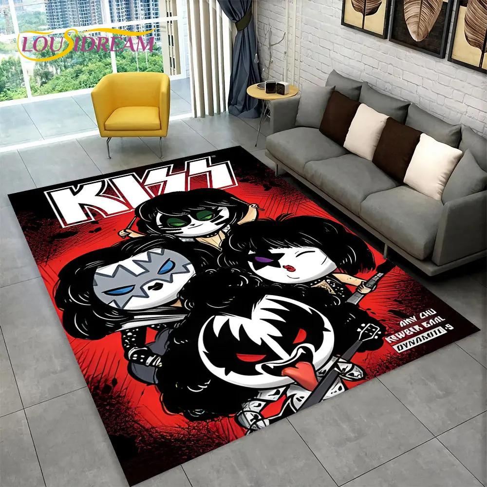 KISS Rock Band Retor Teppich, Teppich für Zuhause, Wohnzimmer, Schlafzimmer, Sofa, Fußmatte, Dekor, Küche, rutschfeste Bodenmatte Alfombra