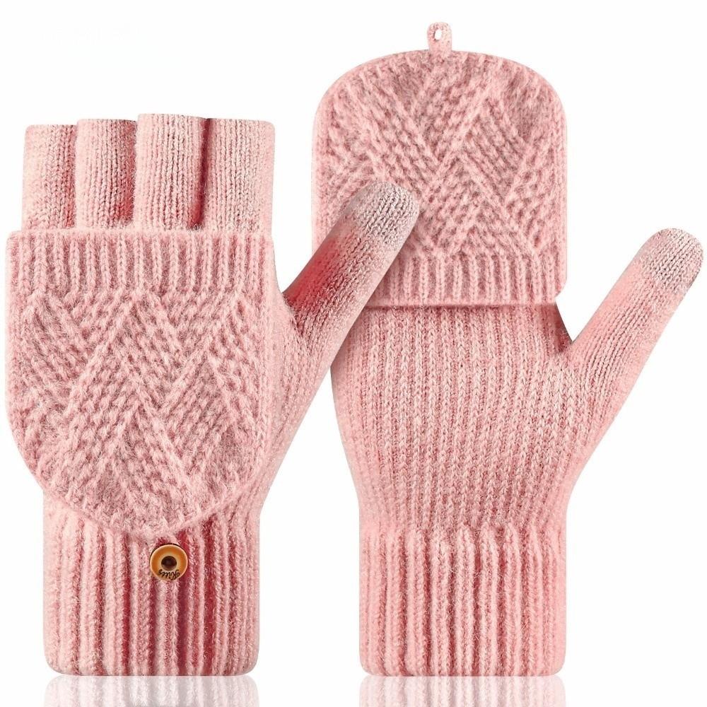 Thick Winter Knitted Gloves Keep Warm Touchscreen Gloves Fashion Fingerless Flip Gloves Outdoor
