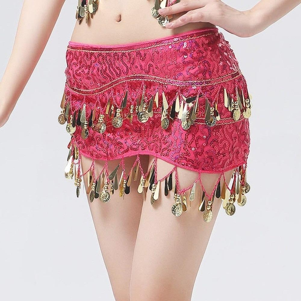 Glitter Sequins Belly Dance Waist Chain Hollow Bellydance Coins Belt Hip Scarf Skirt  Ladies