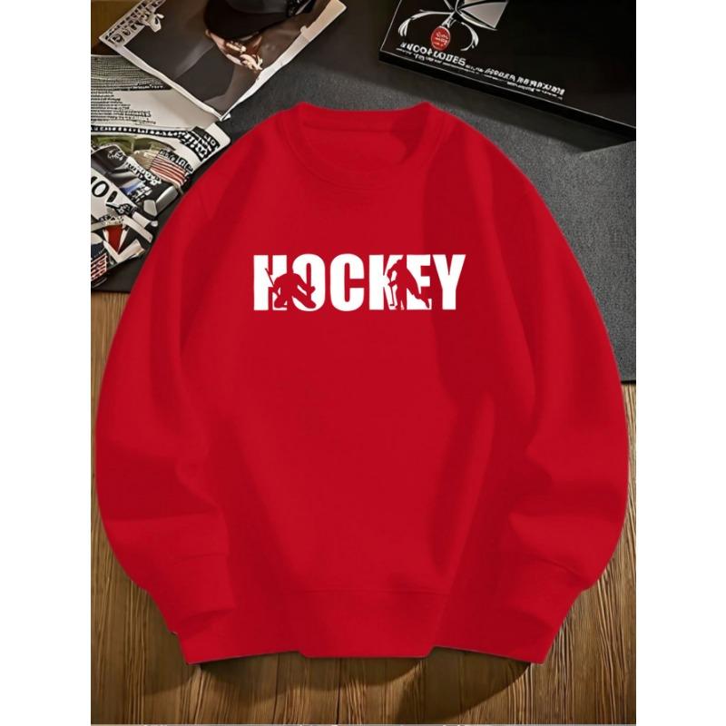 European sizes Boys' Pullover Sweater, Sweatshirt with Ice Hockey Design, for Sports and Casual Wear.
