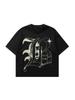 Ornate Gothic Letter Minimal Dark Front Street Graphic Mens Casual Short Sleeve Crew Neck Daily Wear