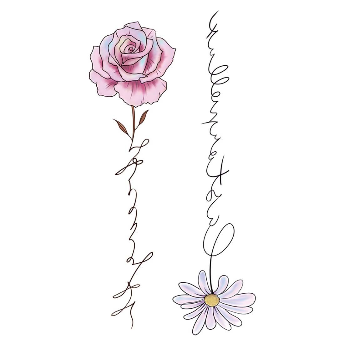 

Тривале тіло для ніг Тимчасова наклейка 3D татуювання на тілі Наклейка Обкладинка Шрами Чорна троянда Дизайн метелика QQ-019