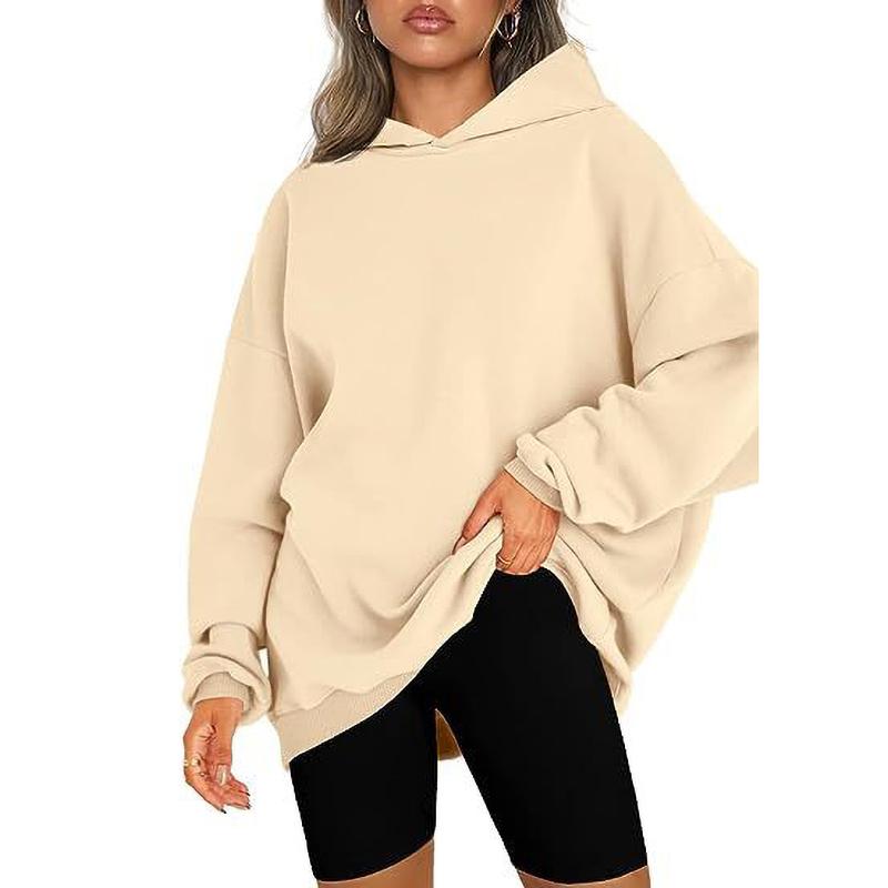 Women's Hooded Pullover Sweatshirt Solid Color Oversized Loose Casual Fleece Sweatshirt