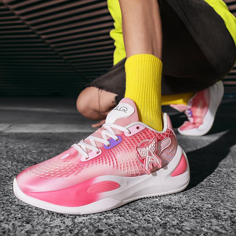 Høykvalitets lilla basketballsko mann lav topp plattform unisex treningssko sklisikker kamp sportssko for basketball