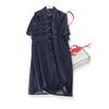 Island Country Chu Order! Easy-Care Washed Cotton Denim Blue Windbreaker Skirt Women's Fall and Winter New Technology Dress