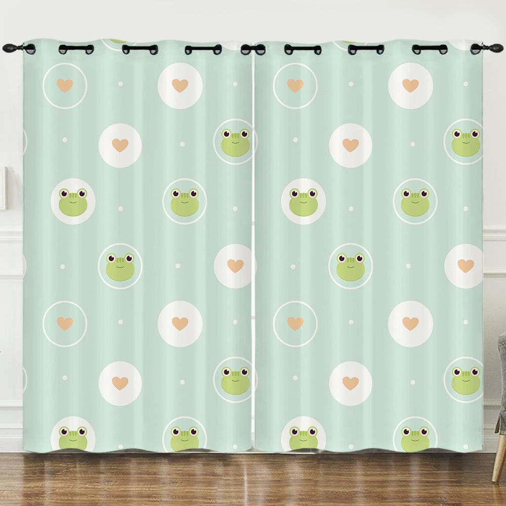 Curtain Cartoon Animal Frog 3D Digital Printing Blackout Curtain Punching