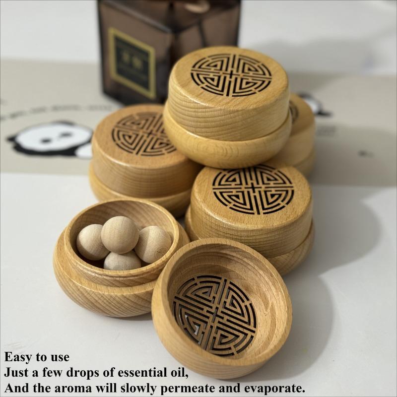 Holz ätherisches Öl Diffusor Parfümbox und Holzkugel Set Zuhause, Auto Parfüm Dekorative Duftnote