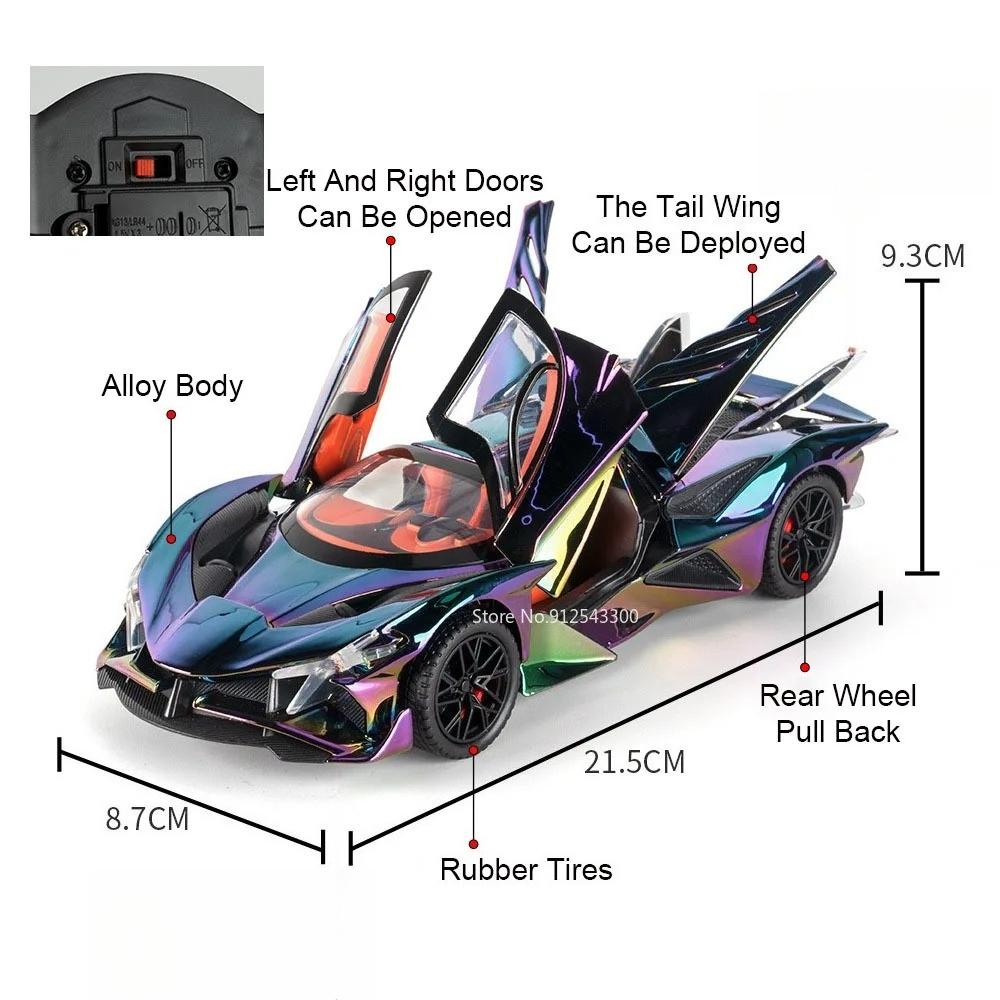 1:24 Scale Apollo Evo IE Super Car Model Toy Metal Body Rubber Tires Scissor Doors Opened Miniature Vehicle Desktop Ornaments