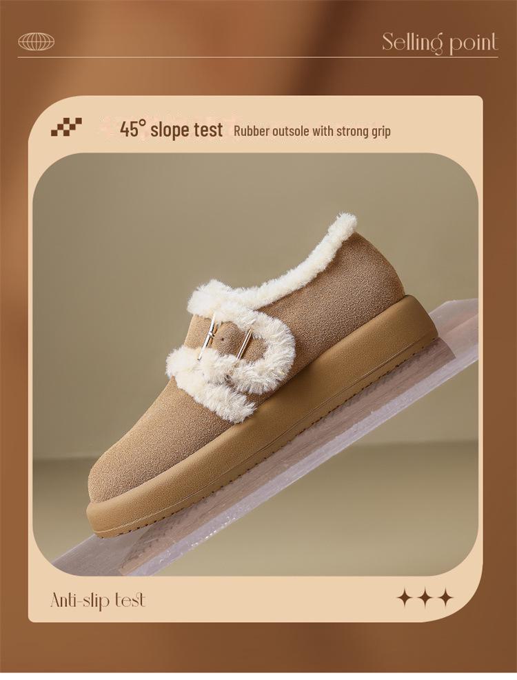 ZHR Zeze Plus Velvet Women's Genuine Leather Winter Snow Boots