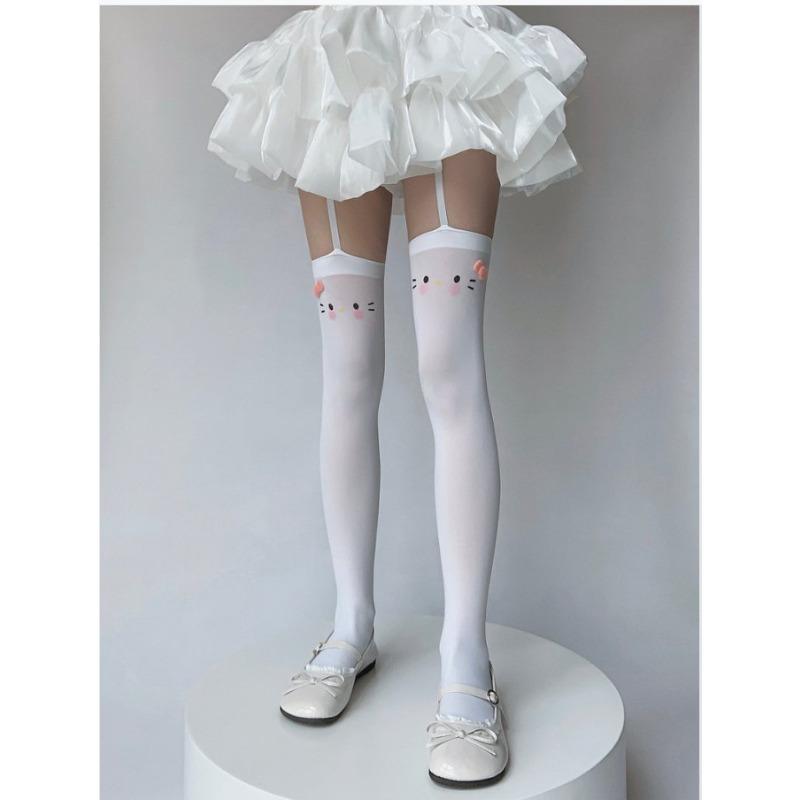 Podkolanówki Damskie Pończochy Bielizna Ultracienkie Przezroczyste Podkolanówki do Uda Seksowna Koronka Kokarda Długie Skarpety Podkolanówki