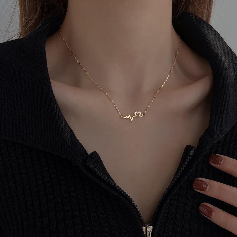 2021 New Style 925 Sterling Silver Heartbeat Necklace: Trendy Hollow Heart Pendant Clavicle Chain for Women