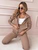 Women's Solid Color Casual Zip-Up Hooded Sweatshirt, Drop Shoulder Long Sleeve 2025