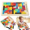 Wooden Tetris Building Block Puzzle Montessori Preschool Educational Kids Toy