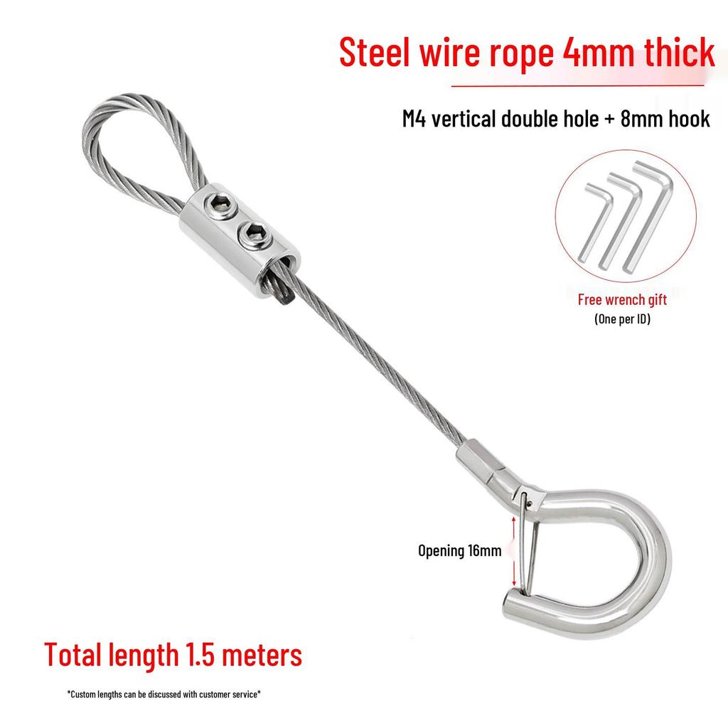 304 Stainless Steel Wire Rope Lock Buckle, 1-4mm Adjustable Hanging Picture and Lighting Wire Hook Adjuster