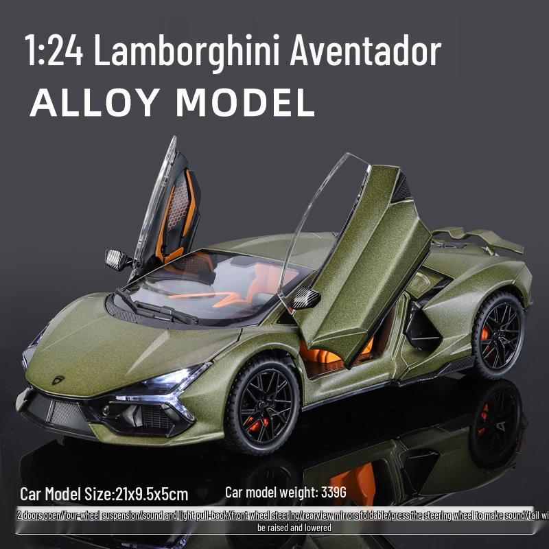 1:32 Lamborghini Revuelto Sports Car Model - Alloy, Scissor Doors, Sound & Light, Pull-back Simulation.