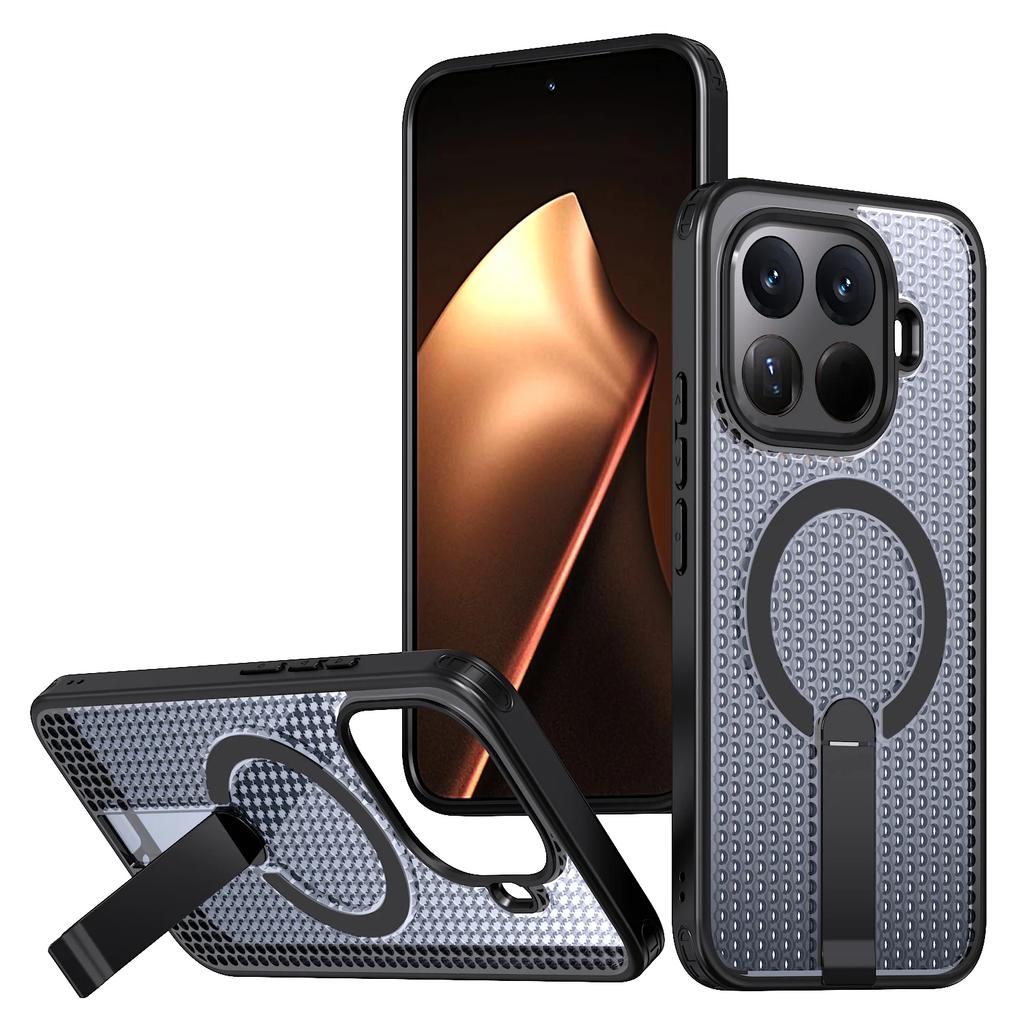 Magnetic Armor Phone Case For Xiaomi 15T Pro 14T 17 Pro 17Pro Max Hole Design Metal Bracket TPU Frame Acrylic Plastic Back Cover
