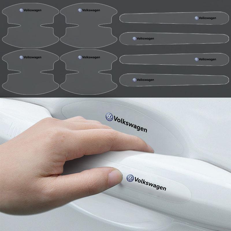 8Pc Transparent Car Door Handle Bowl Anti Scratch Protective 3D Sticker Emblem For VW CC Golf 6 7 GTI Tiguan Passat B5 B6 B7NO4