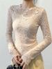 Elegant Lace Shirt for Women, Fleece-Lined Patchwork Base Layer Top for Autumn Winter