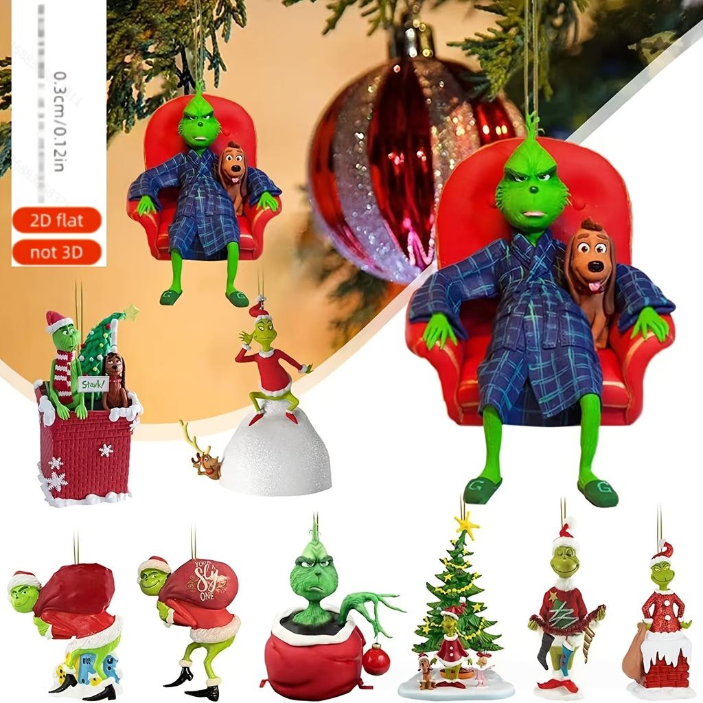 9PC 2D Flat Grinch Christmas Ornament Christmas Tree Decora Acrylic Material, with Hanging Ornament 2026 New