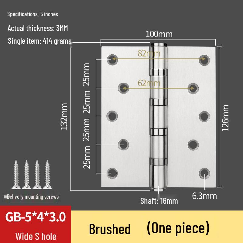 304 Stainless Steel American-Style Widened Hinge for Wood, Metal, and Fire Doors