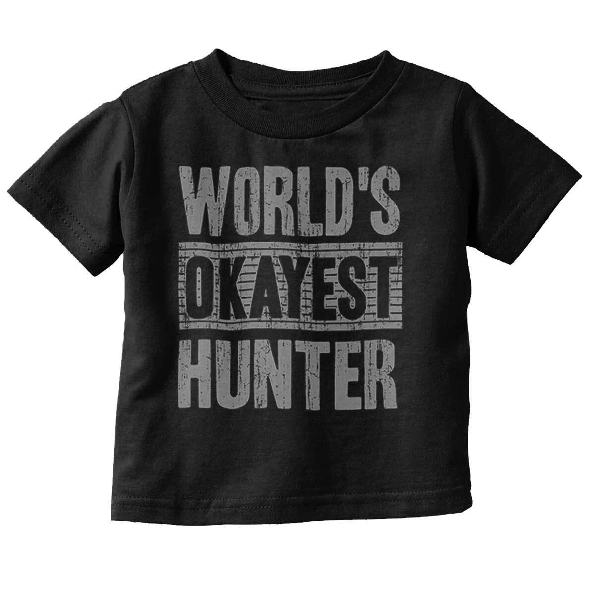 Funny Sarcastic World s Okayest Hunter Joke Toddler Boy Girl Youth T Shirt Tee XL