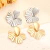High Quality Style Sense Flower Big Earrings Female Internet Celebrity Sweet Stud Earrings Personality Exaggerated Water Drop Fan Earrings