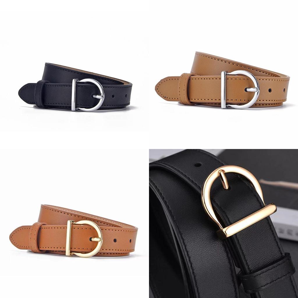 Casual Womens Leather Belt With Silver Or Gold Alloy Buckle For Fashionable Looks