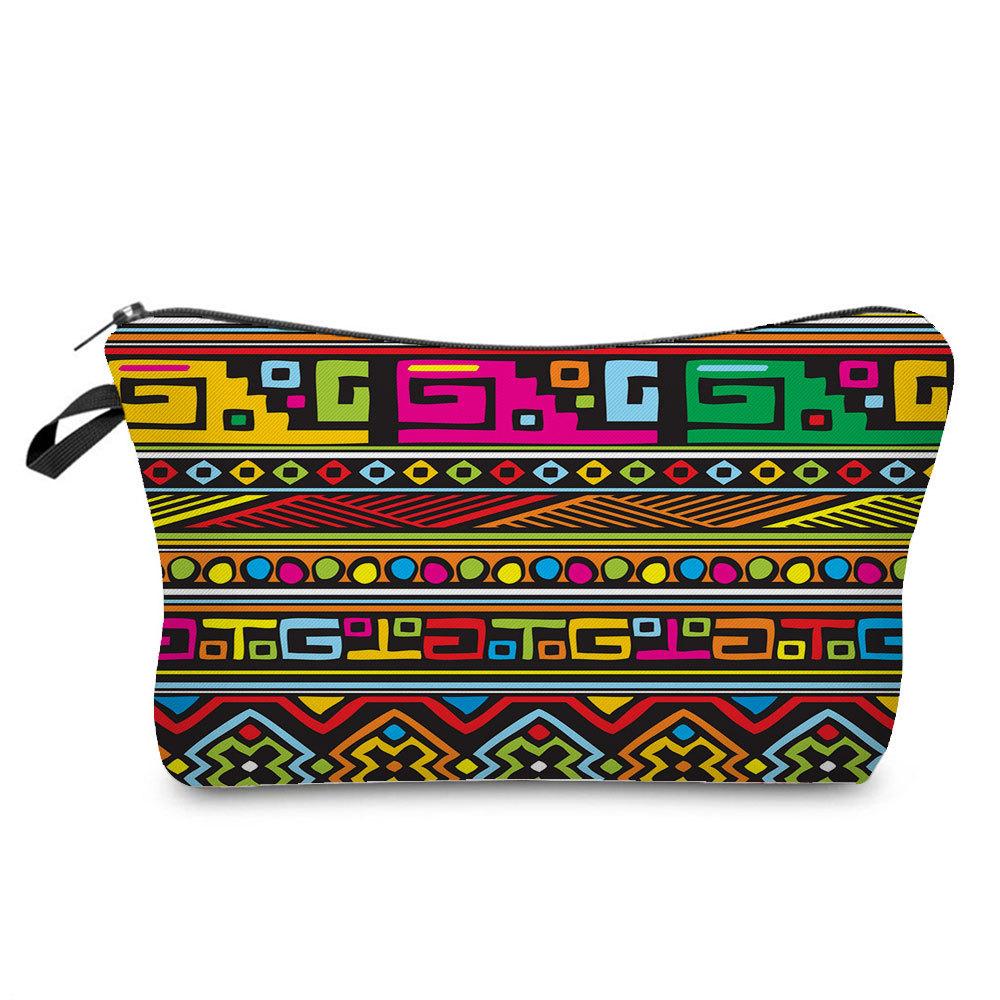 Women Geometric figure Print Cosmetic Bag Toiletries Organize Travel Storage Case 6756 KTB