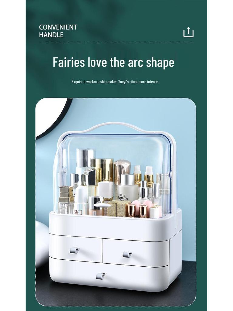 Large Capacity Multi-Layer Cosmetic Organizer: Dustproof Skincare & Lipstick Storage Box with Drawers for Desktop Dressing Tables