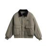 QIYOU 2025 Winter American Retro Patchwork Cotton Padded Lapel Jacket