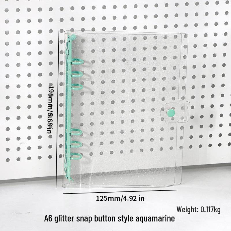 Glittery Transparent PVC 6-Ring A5/A6 Student Notebook & Journal