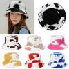 Pattern Lamb Plush Girl Panama Hats Female Hats Cow Print Caps Flannel Bucket Hat Korean Style Caps