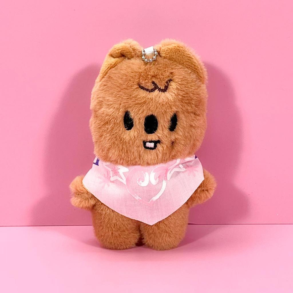 Kpop Stray Kids SKZOO Magic Academy Plush Keychain, Cute Animal Plushie Doll with Pink Bib Pendant, Cartoon Bag Charm Keyring Gift for Stay