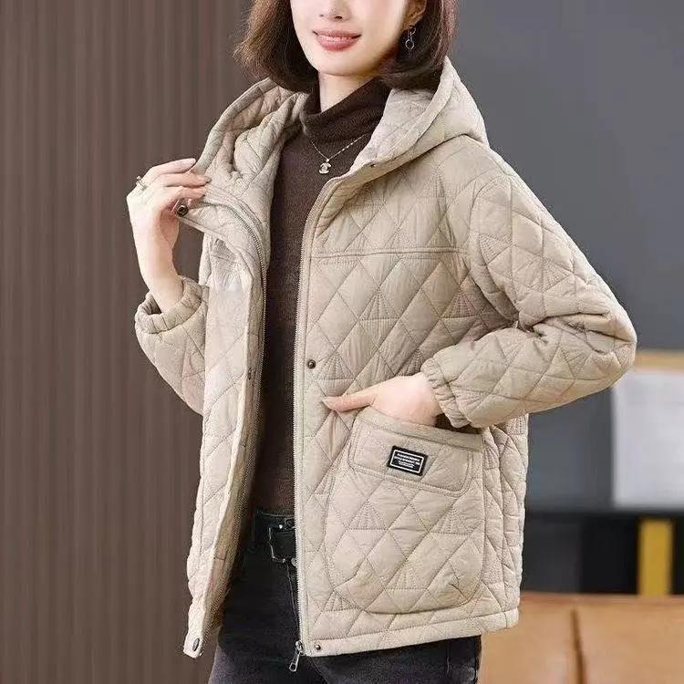 Women's Winter Loose Casual Parka Coat Middle-aged Mother Comfortable Long Sleeve Hooded Jacket
