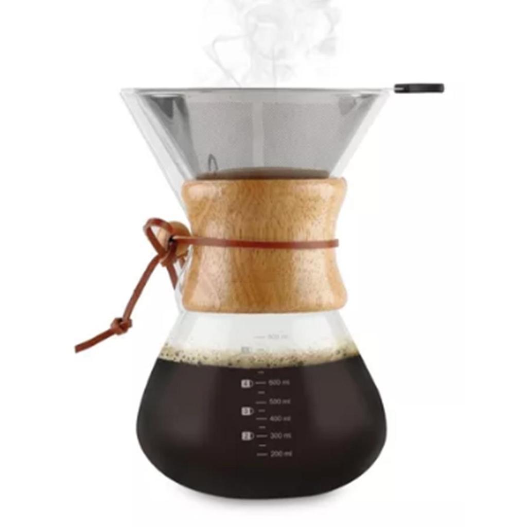 800ml přelévací kávovar Ruční překapávač na kávu s vysokým borosilikátovým sklem s nerezovou ocelí